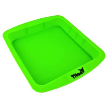 Imagem de TitanOwl Bandeja de silicone profunda para pratos, aproximadamente 20,32 cm x 20,32 cm + ferramenta de entalhe (verde)