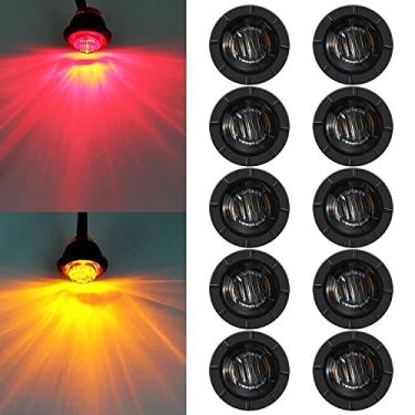 Imagem de FXC Luz LED redonda de 10 x 1,9 cm Luz indicadora de luz frontal traseira para caminhão, carro, ônibus, trailer, vans, caravanas, barco, luz traseira de freio (12V, 5R5 Asmoked)