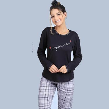 Imagem de Pijama Longo Xadrez Cia do Corpo 4705-Feminino