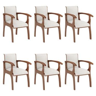 Imagem de Kit 6 Cadeiras De Madeira Maciça Com Braço Para Sala De Jantar Barcelo