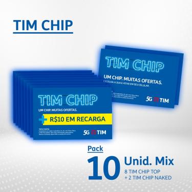 Imagem de Tim Mix 10: 2 Chip TIM + 8 Chip Top tim (com R$10 Em Recarga)