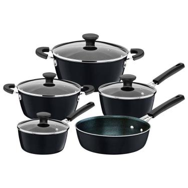 Imagem de Jogo De Panelas Tramontina Starflon Cinza Stone 5 Peças