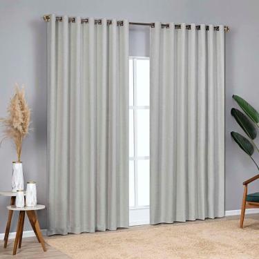 Imagem de Cortina Blackout Linho Corta Luz 2,00x1,70m Varão 2m - Cinza