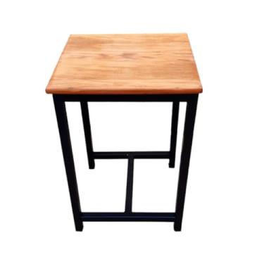 Imagem de Banqueta Baixa para Sala Cozinha em Madeira e Metal Multiuso Preto Fosco