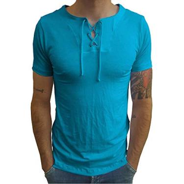 Imagem de Camiseta Bata Viscose Com Elastano Manga Curta tamanho:m;cor:azul-aço