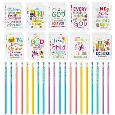 Imagem de Conjunto de cadernos e lápis BWKoss Bible Verse para crianças x40