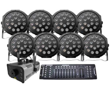 Imagem de Kit 8 Par Led + Máquina De Fumaça 1200W + Mesa Dmx 512