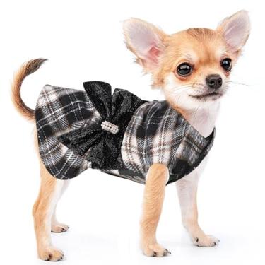 Imagem de Vestido suéter para cães pequenos feminino masculino - roupas para cães pequenos meninas meninos - suéter de primavera de inverno vestido xadrez princesa - roupas para animais de estimação, roupas