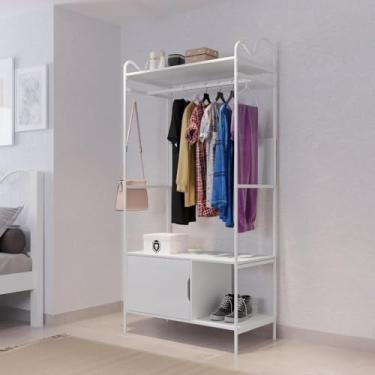 Imagem de Closet Aberto em Mdf 1 Porta 90x192cm Oasis Branco/branco