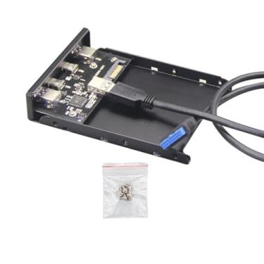 Imagem de MOOKEENONE Adaptador de expansão USB 3.0 de 3,5 polegadas para painel frontal 19/20 pinos para USB-C USB 3.0 com cabo USB