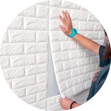 Imagem de GF Casa Decor, Painel Placa 3d Tijolo Espuma Adesiva 70 X 35 Cm para Parede, BRANCA
