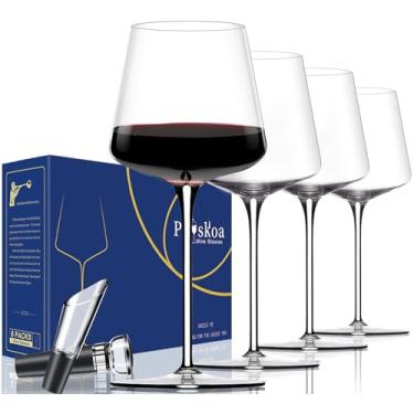 Imagem de Conjunto de 6 taças de vinho verde - taças de vinho sopradas à mão de cristal moderno com haste longa e fundo plano - 473 ml, perfeito para vermelho ou branco, uso diário, aniversário de casamento exclusivo ou