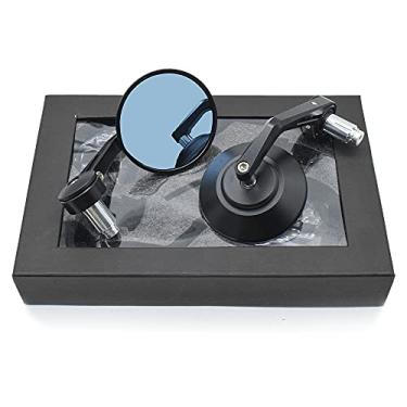 Imagem de RCRBT Espelho retrovisor lateral lateral CNC alumínio universal para motocicleta, motocicleta, bicicleta de rua, compatível com Honda Kawasaki Suzuki Triumph Yamaha (preto)