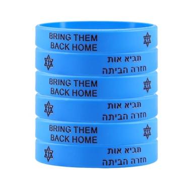 Imagem de Pulseira de oração das escrituras hebraicas judaicas para homens e mulheres, pulseira de silicone da estrela de Davi para trazê-los de volta para casa, bênção de Yeshua messiânica, pulseiras elásticas