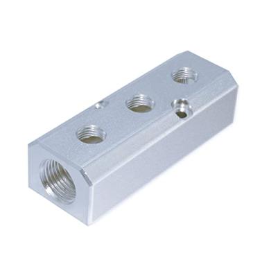Imagem de Beduan 3 vias 5 portas 1/2" NPT porta de entrada 1/4" NPT porta de saída de alumínio mangueira de ar em linha divisor de bloco coletor, encaixe de coletor de compressor de ar pneumático