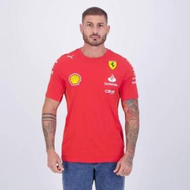 Imagem de Camiseta Puma Scuderia Ferrari Team Vermelha e Branca-Masculino