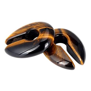 Imagem de YOFANST Olho de gato ágata opalita argola pedra grande buraco fechadura pedra alargador de orelha calibre 2g 0g 00g, Zircônia cúbica