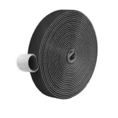 Imagem de Organizador De Fios Fixação Extrema Rolo prendendo laços de cabo reutilizáveis, premium gravatas de cabo ajustáveis de 5 metros 10mm de largura (Preto)