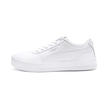 Imagem de PUMA Tênis feminino de couro Carina, Puma branco-puma branco-puma prata, 35