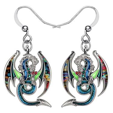 Imagem de BONSNY Brincos de dinossauro de dragão colorido fantasia esmaltada para mulheres crianças joias novidade amuletos engraçados design original, Zinco, Arenito