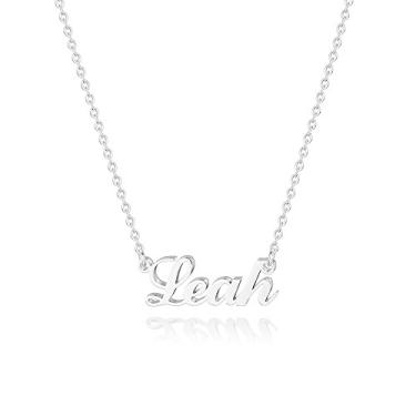 Imagem de Hidepoo Colar com nome personalizado – Colar com pingente de nome de aço inoxidável, corrente delicada com nome de letra, joias personalizadas, presentes para mulheres, Metal