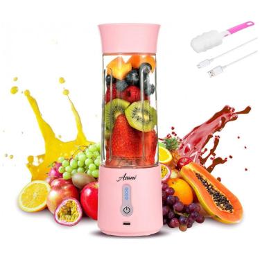 Imagem de Mini Liquidificador Portátil 500mL com Carregamento USB e Desligamento Automático, Asani, Rosa