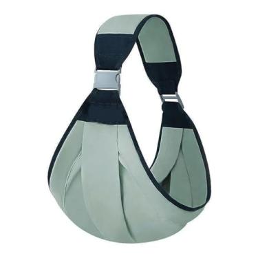 Imagem de Canguru Bebê Sling Carregador Dobrável Criança Maternidade Suporte Lateral Ombro Respirável (Verde)