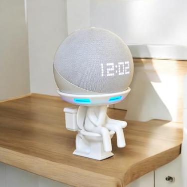 Imagem de Suporte Alexa Echo Dot 4 e Echo Dot 5. Tema Robert Plant Violão, Gato, Banheiro, cachorro, amor, família entre outros - Presente, decoração criativa, música, som, stand de mesa Amazon Escultura