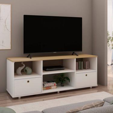 Imagem de Rack para Tv até 55 Polegadas Sistema de Montagem sem Uso de Ferramentas Branco/Savana