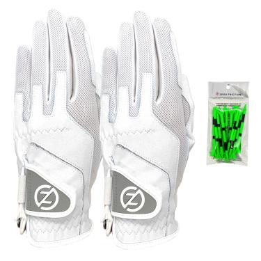 Imagem de Zero Friction Luvas de golfe sintéticas femininas de compressão (pacote com 2 camisetas), ajuste universal, tamanho único, branca/branca