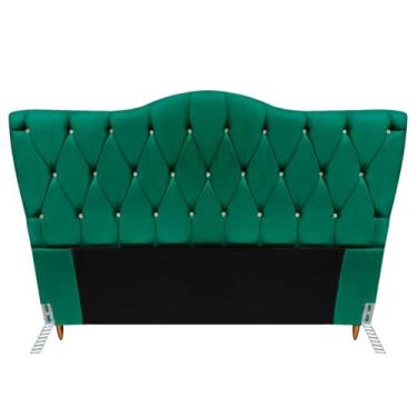 Imagem de Cabeceira Queen Size Casal Cama Box Quarto Barcelona 1,6m (Suede azul turquesa)