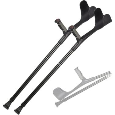 Imagem de 1 par de bengala dobrável, muleta de antebraço de alumínio, bengalas de altura ajustável para homens e mulheres com altura 140-185 cm, preto/cinza, preto