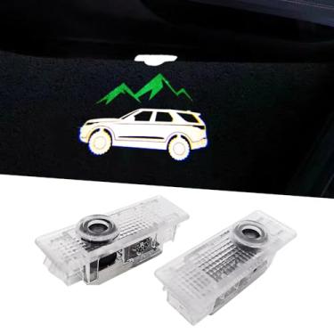Imagem de 2 peças com logotipo de projetor de luzes LED para porta de carro, compatível com Discovery L462 2017 – Presente Shadow Ghost Light Courtesy Laser Welcome Light (Discovery L462 2017–presente)