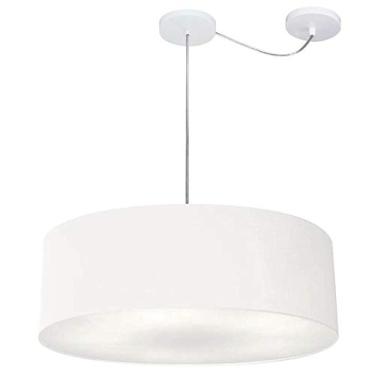 Imagem de Lustre Pendente com Desvio de Centro Cúpula Tecido 55x15 cm, Vivare Iluminação, Pendente4262 BR, Branco, Médio