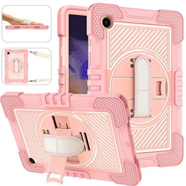 Imagem de UUcovers Capa para tablet Samsung Galaxy Tab A8 de 10,5 polegadas 2022 (SM-X200/X205/X207) com alça de mão e alça de ombro [suporte giratório de 360°], capa giratória rígida, resistente à prova de