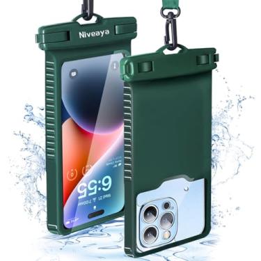 Imagem de Niveaya Bolsa de telefone à prova d'água, capa de telefone à prova d'água compatível com iPhone 15 14 13 12 Pro Max até 7 polegadas, acessórios de caiaque para celular IPX8, itens essenciais de