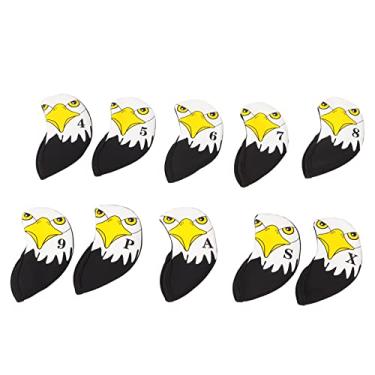 Imagem de Golf Iron Head Cover, 10Pcs Neoprene Golf Iron Headcover with Number Markers Cartoon Shape Golf Club Head Protect Case(Eagle)