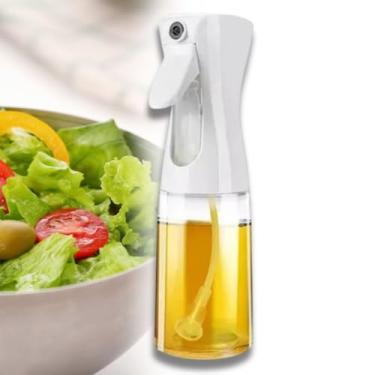 Imagem de Azeite Spray 200ml Pulverizador Óleo Vinagre Vidro Galheteiro Culinário Cozinha Borrifador Chefe Multiuso Plástico Premium Salada Versátil Tempero Branco
