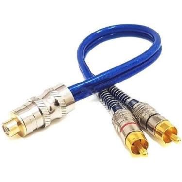 Imagem de Cabo Y RCA 1 Femea e 2 Machos Azul Blindado Tech One 5mm - TechOne