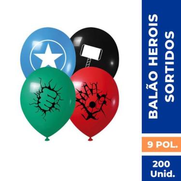 Imagem de Balões bexigas marvel vingadores heróis sortidos 9 pol. c/20 - Tamaroz