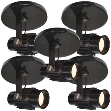 Imagem de Kit 5 Spots Com Aletados Preto para 1 lâmpada Direcionavel - CM GLASS 