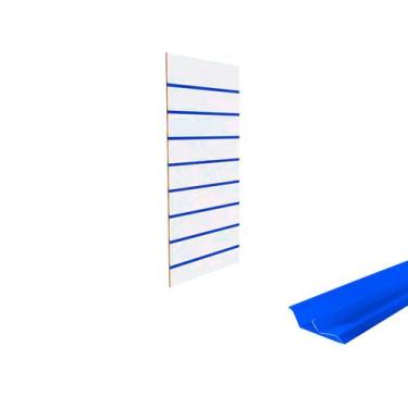Imagem de Painel Canaletado Branco em Mdf 0,91 x 0,45m com Perfil Pvc Azul - LM 