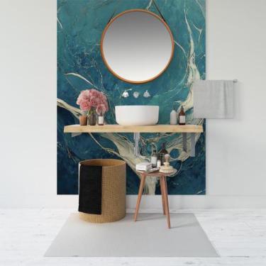 Imagem de Papel de Parede Painel 3D Mármore Branco Azul Claro 1,5M Revestimento 