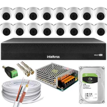 Imagem de Kit 16 Câmeras 1220D Mic DVR Intelbras MHDX 1016 C/HD 1TB Audio microf