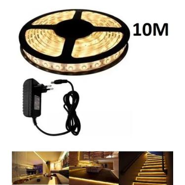 Imagem de Fita Led Branca Quente C/fonte bivolt 10 Metros - DGS