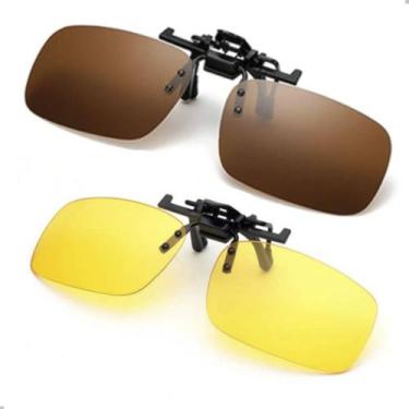 Imagem de Kit 2 Clip On Encaixa Oculos De Grau Polarizado Uv Motorista Dirigir -