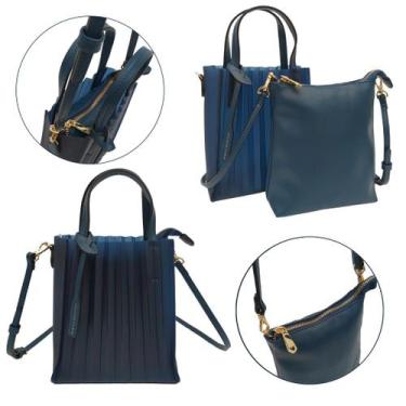 Imagem de Bolsa feminina mão é transversal 2 em 1 - golden fenix, Azul, P