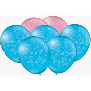 Imagem de Balão Decorado N.09 Chá Revelação - Planeta Brinquedos, Azul