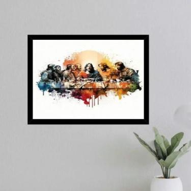 Imagem de Quadro Santa Ceia Moderna - Aquarela 33X24Cm - Com Vidro - Quadros On-
