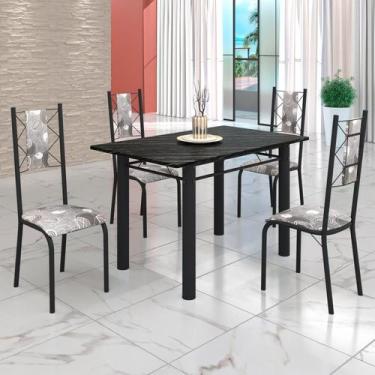 Imagem de Conjunto Sala de Jantar Bahia Mesa Tubo 120x75cm Tampo Pedra Ardósia I